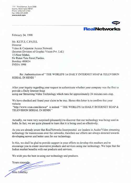 Real Networks Letter